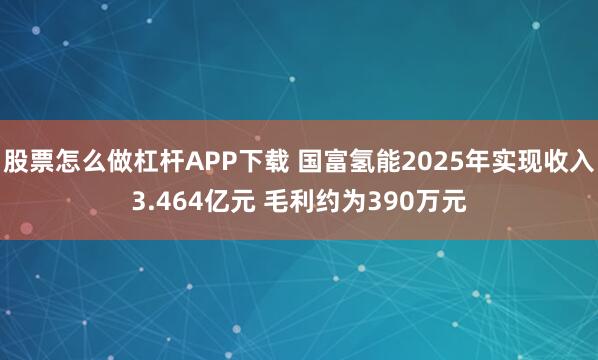 股票怎么做杠杆APP下载 国富氢能2025年实现收入3.464亿元 毛利约为390万元